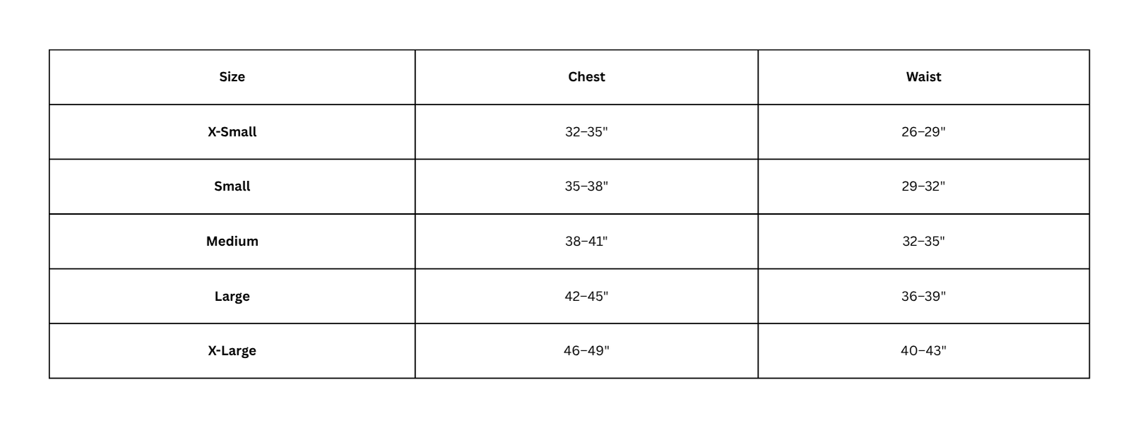 Size Chart